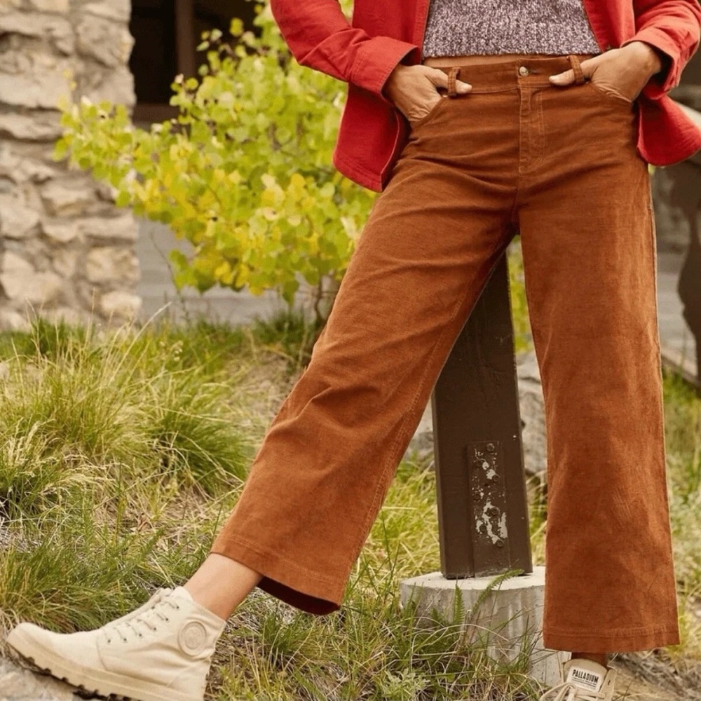 Horny Toad Tan Khaki Women’s Wide Leg Cropped Corduroy Pants Size 8 - Picture 3 of 15